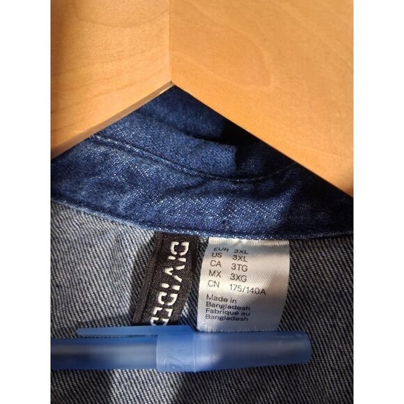 Womens Divided Button-Down Denim Shirt Dress/Jacket 3XL Light & Dark Wash Casual - Picture 3 of 6